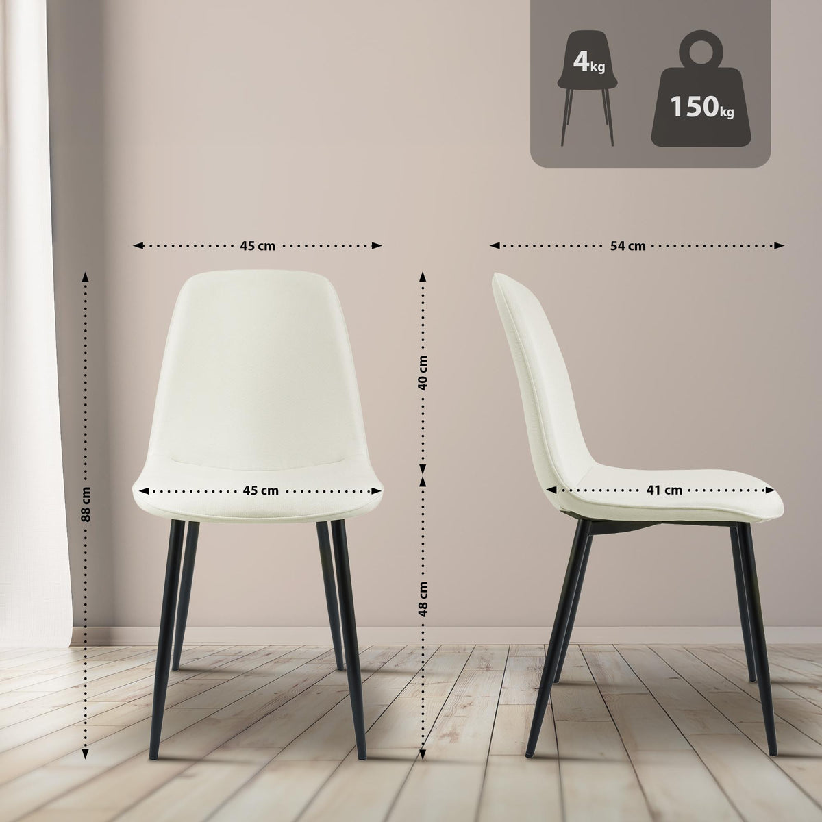 CLP 2er Set Esszimmerstuhl Maryam Stoff – Produktabbildung 2