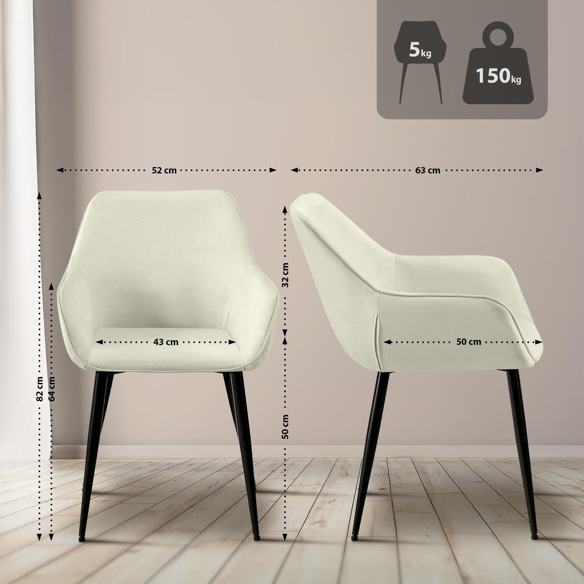 CLP 2er Set Esszimmerstuhl Vessa Stoff – Produktabbildung 2