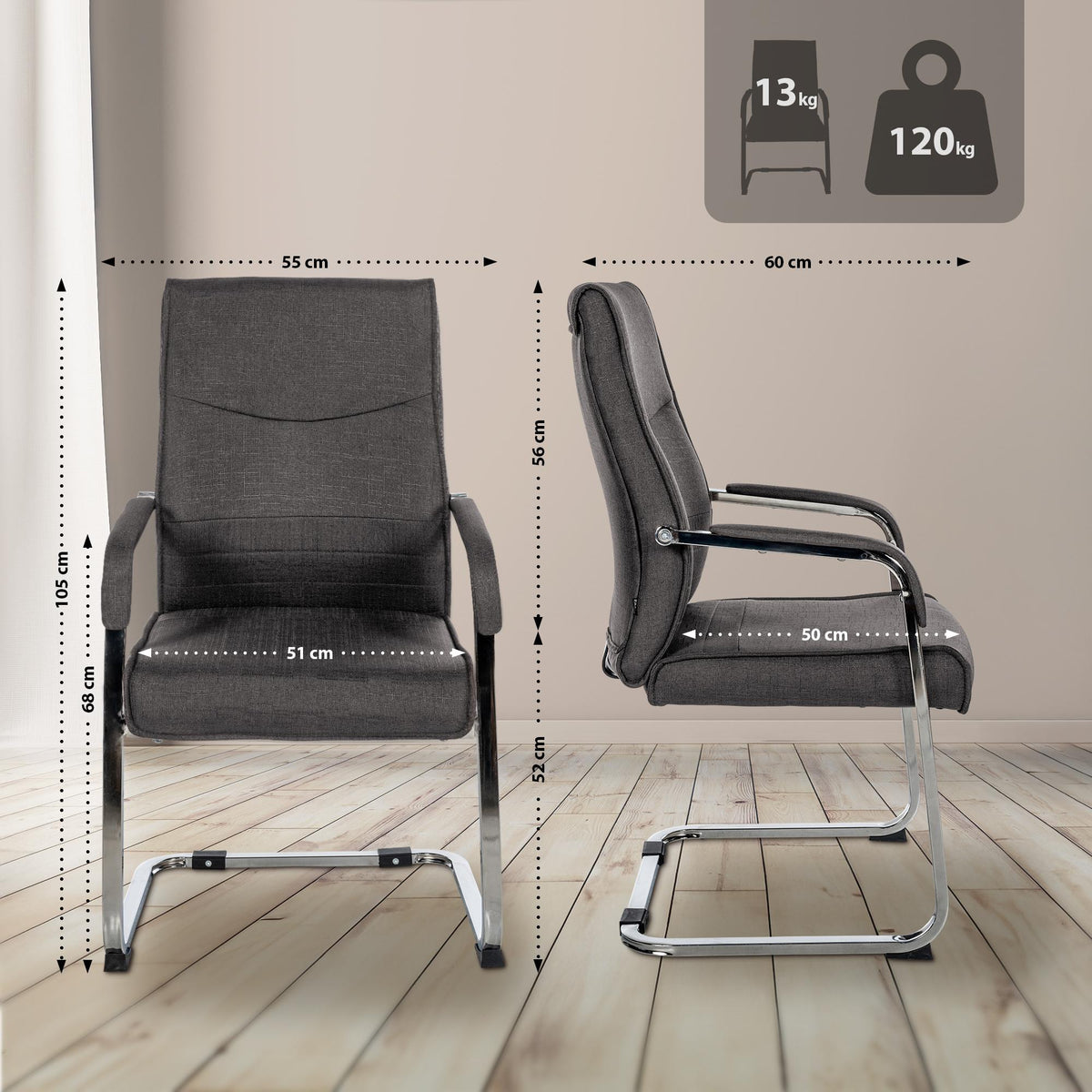 CLP Besucherstuhl Hobart Stoff – Produktabbildung 2