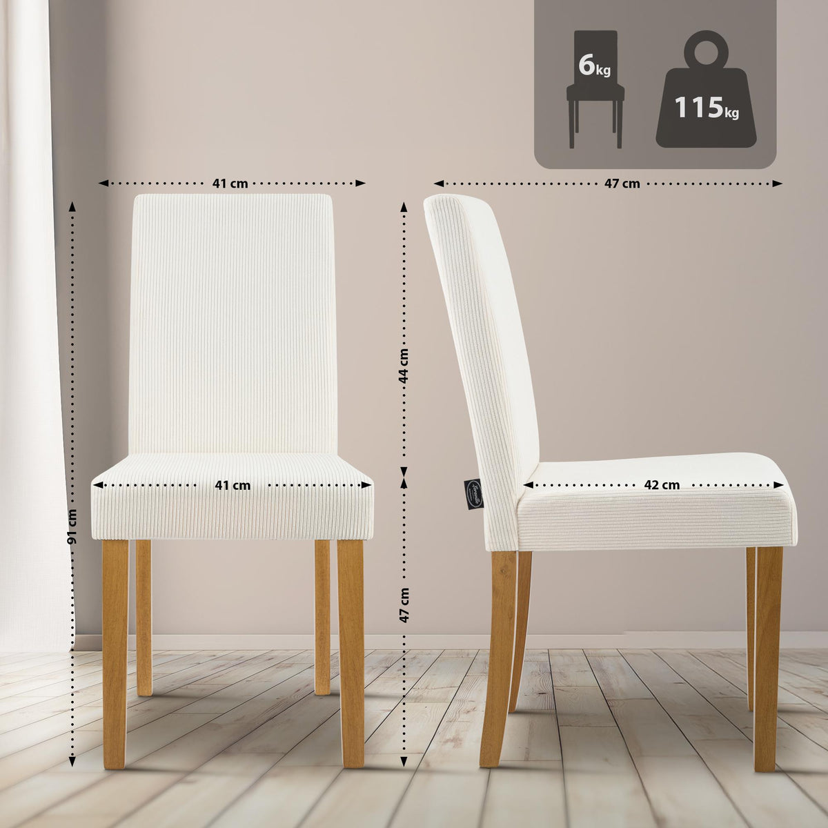 CLP Esszimmerstuhl Ina Cord antik hell – Produktabbildung 2