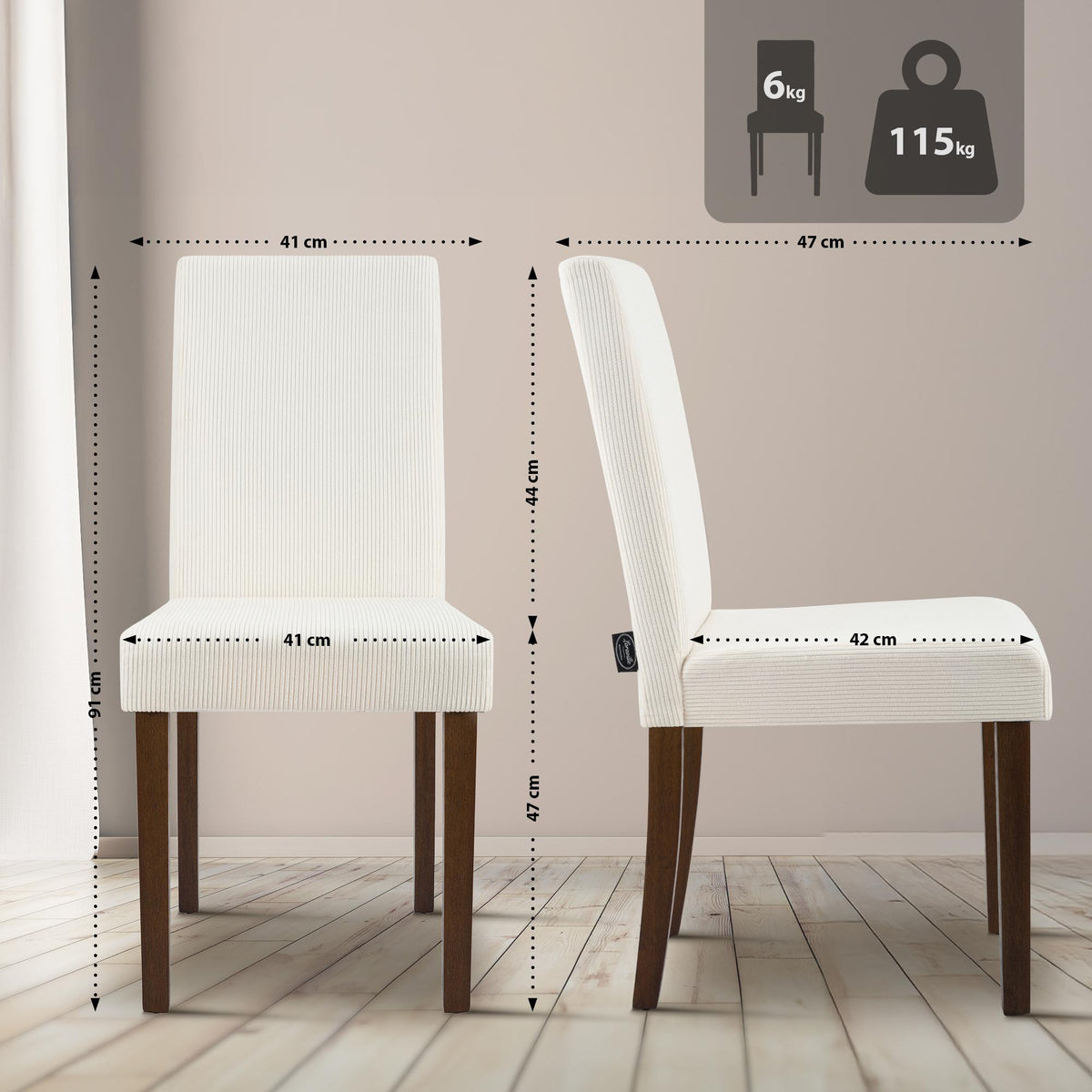 CLP Esszimmerstuhl Ina Cord antik dunkel – Produktabbildung 2