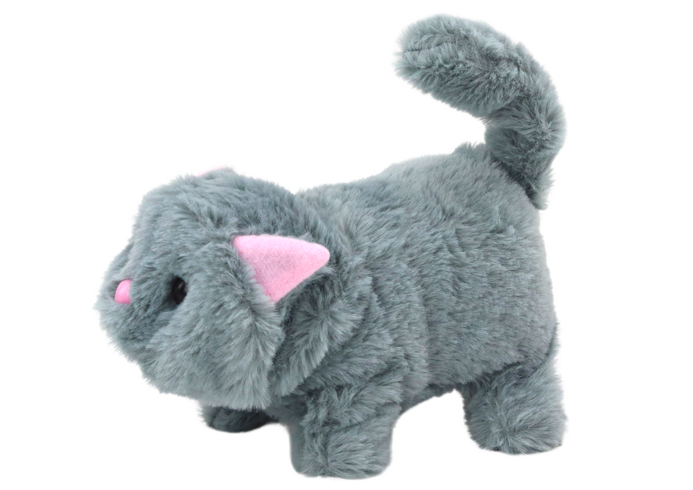 Plush interactive kitten toy walks and meows gray (2)