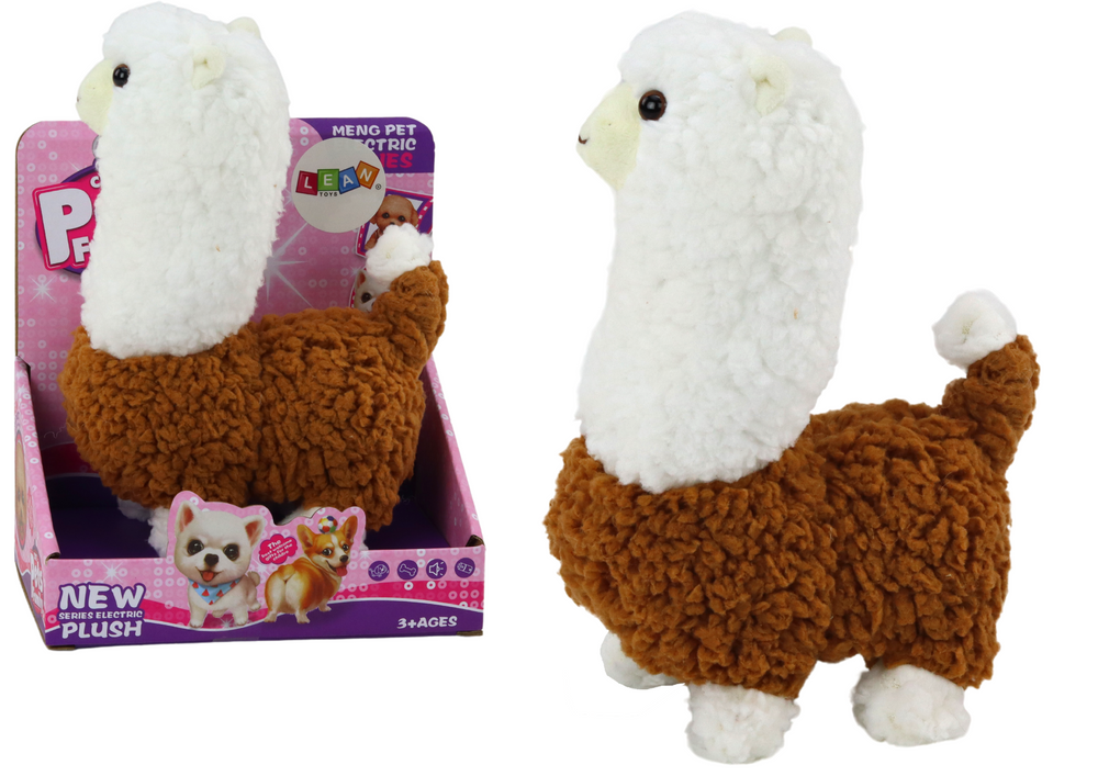 Llama Interactive Pet Brown Alpaca Walking Toy 23 cm