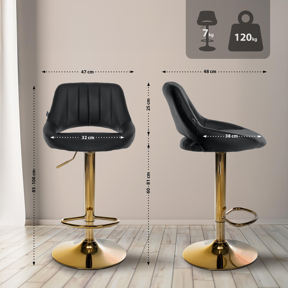 CLP 2er Set Barhocker Milet Kunstleder G – Produktabbildung 2