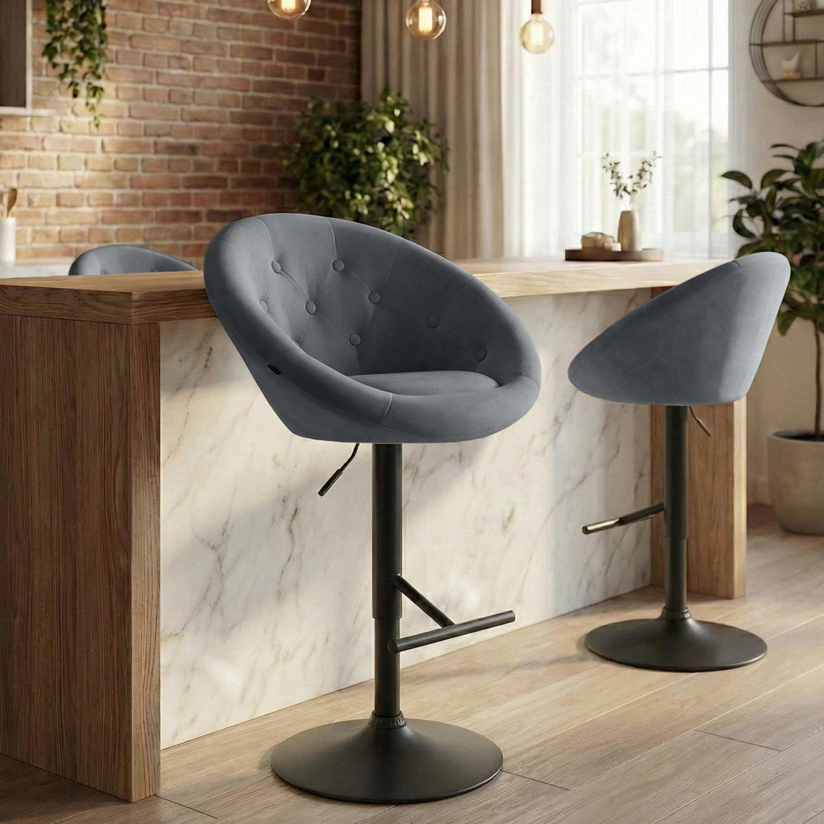 CLP Barhocker London Samt schwarz – Produktabbildung 3