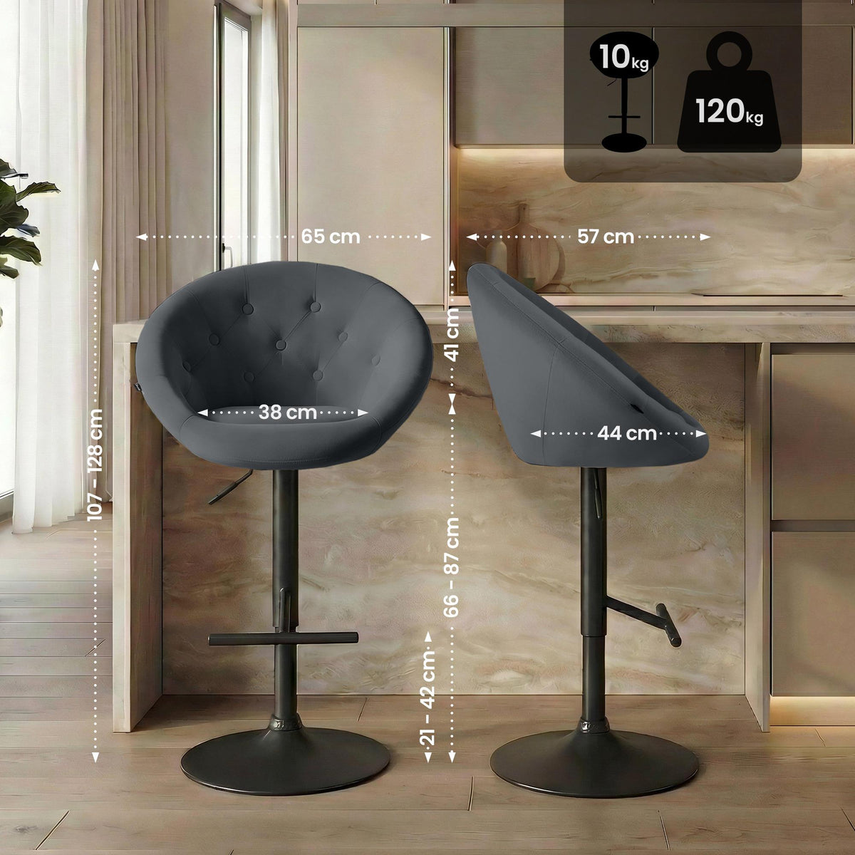 CLP Barhocker London Samt schwarz – Produktabbildung 2