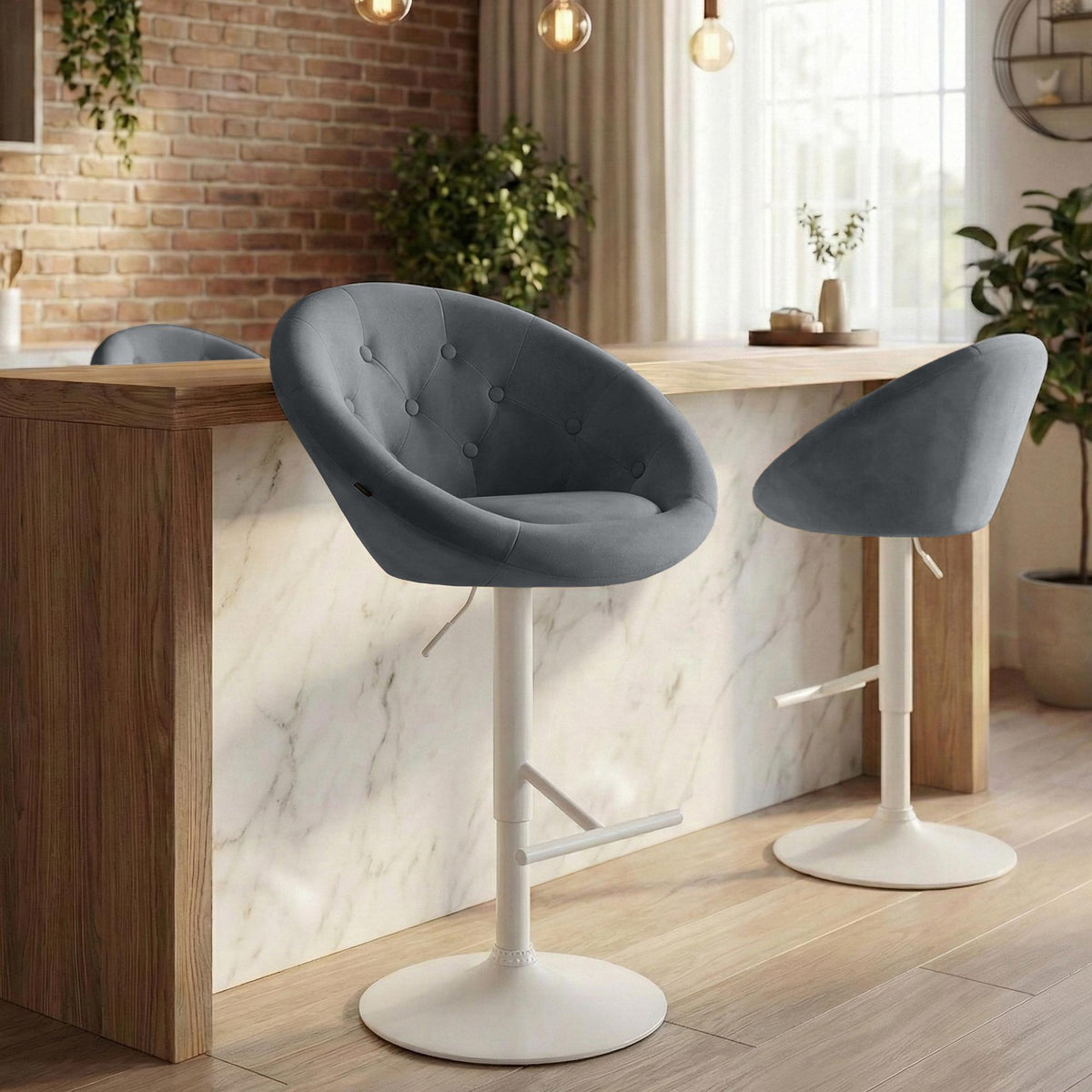 CLP Barhocker London Samt weiß – Produktabbildung 3