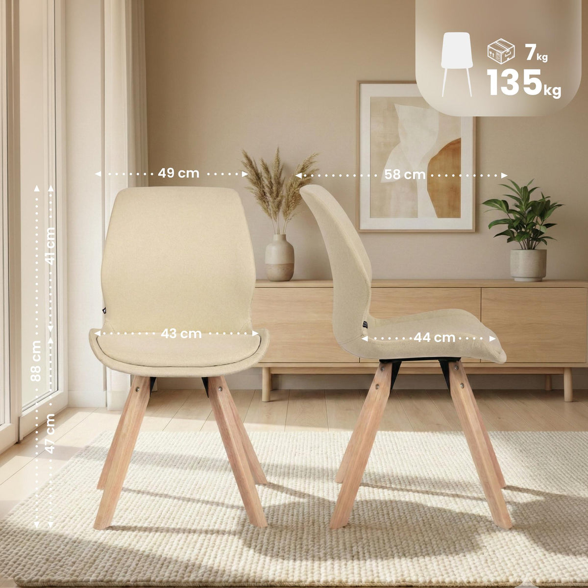 CLP 4er Set Stuhl Luna Stoff – Produktabbildung 2