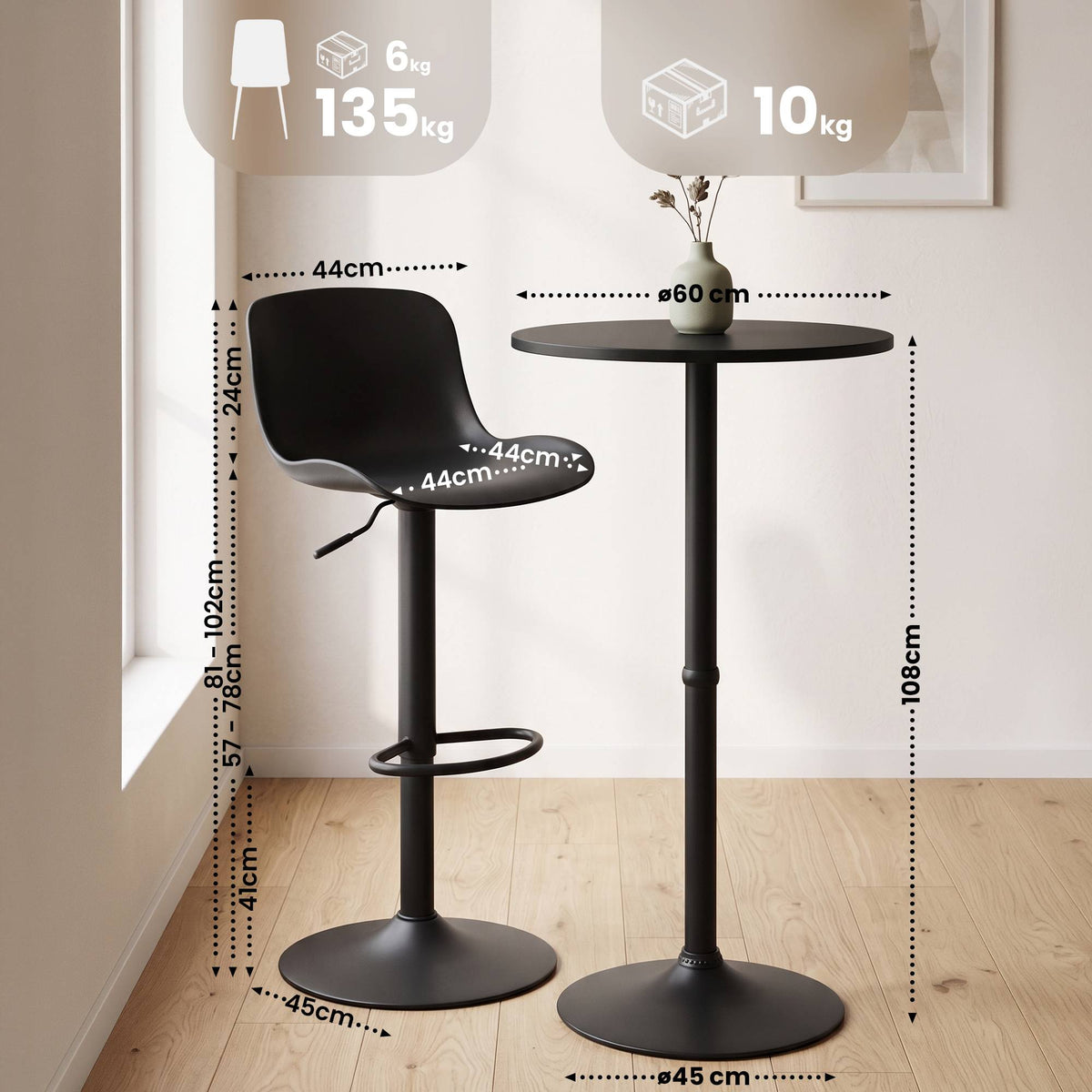 CLP 2er Bartisch Set Velor Kunststoff – Produktabbildung 2