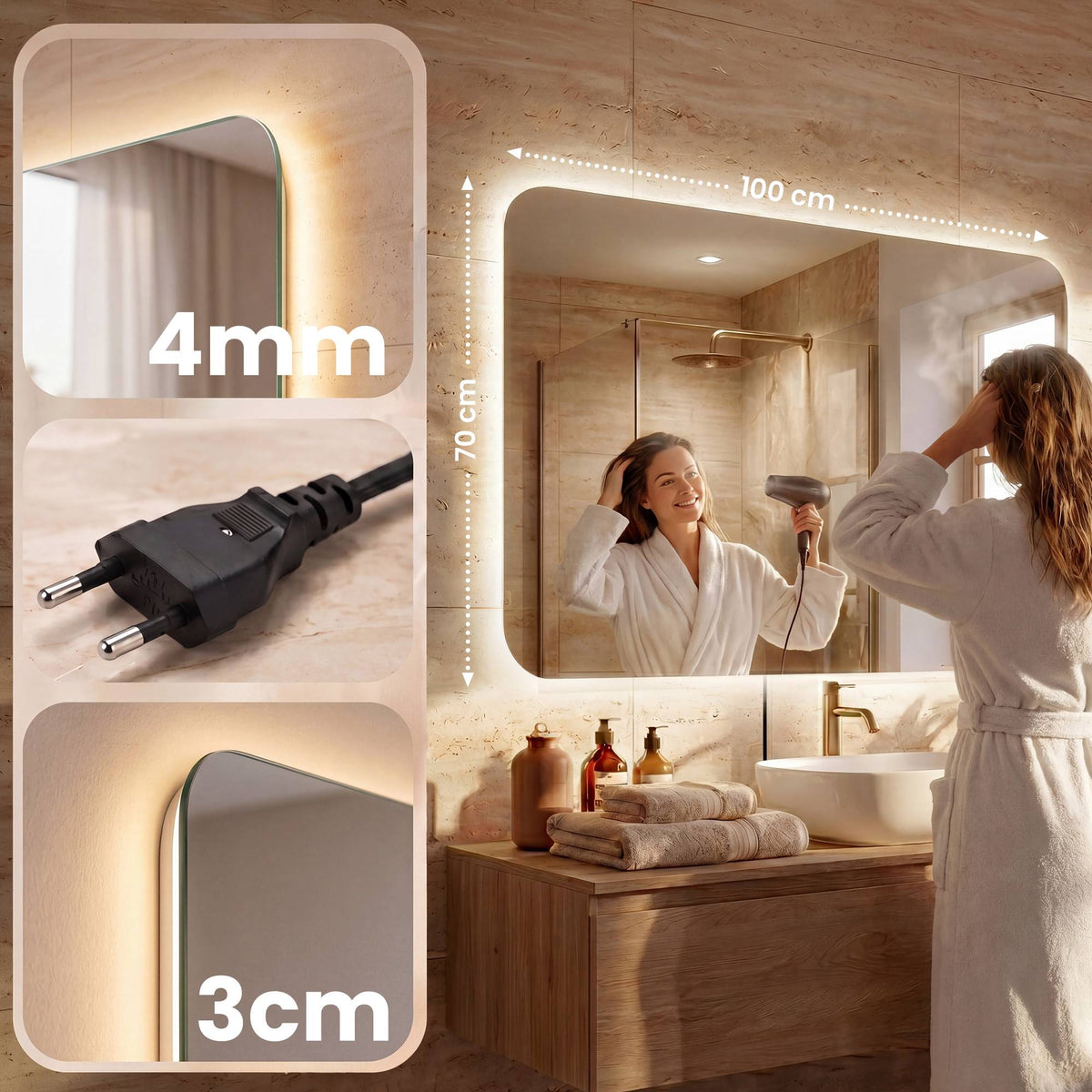 CLP Badspiegel Palmiro 100x70 cm – Produktabbildung 2