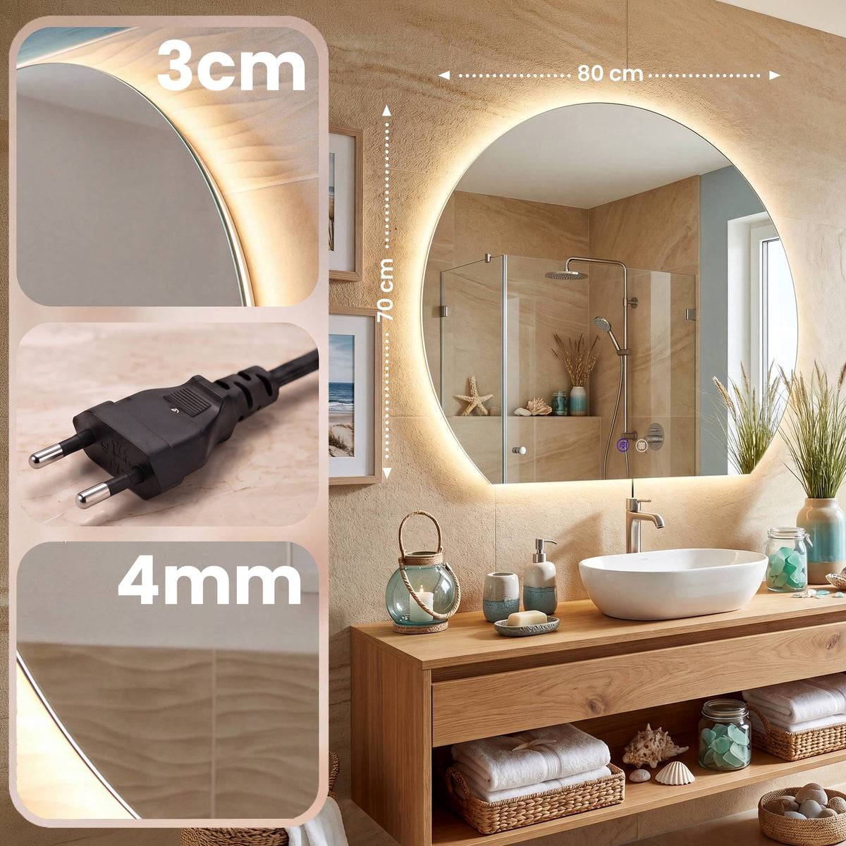 CLP Badspiegel Baloni 80 cm – Produktabbildung 2