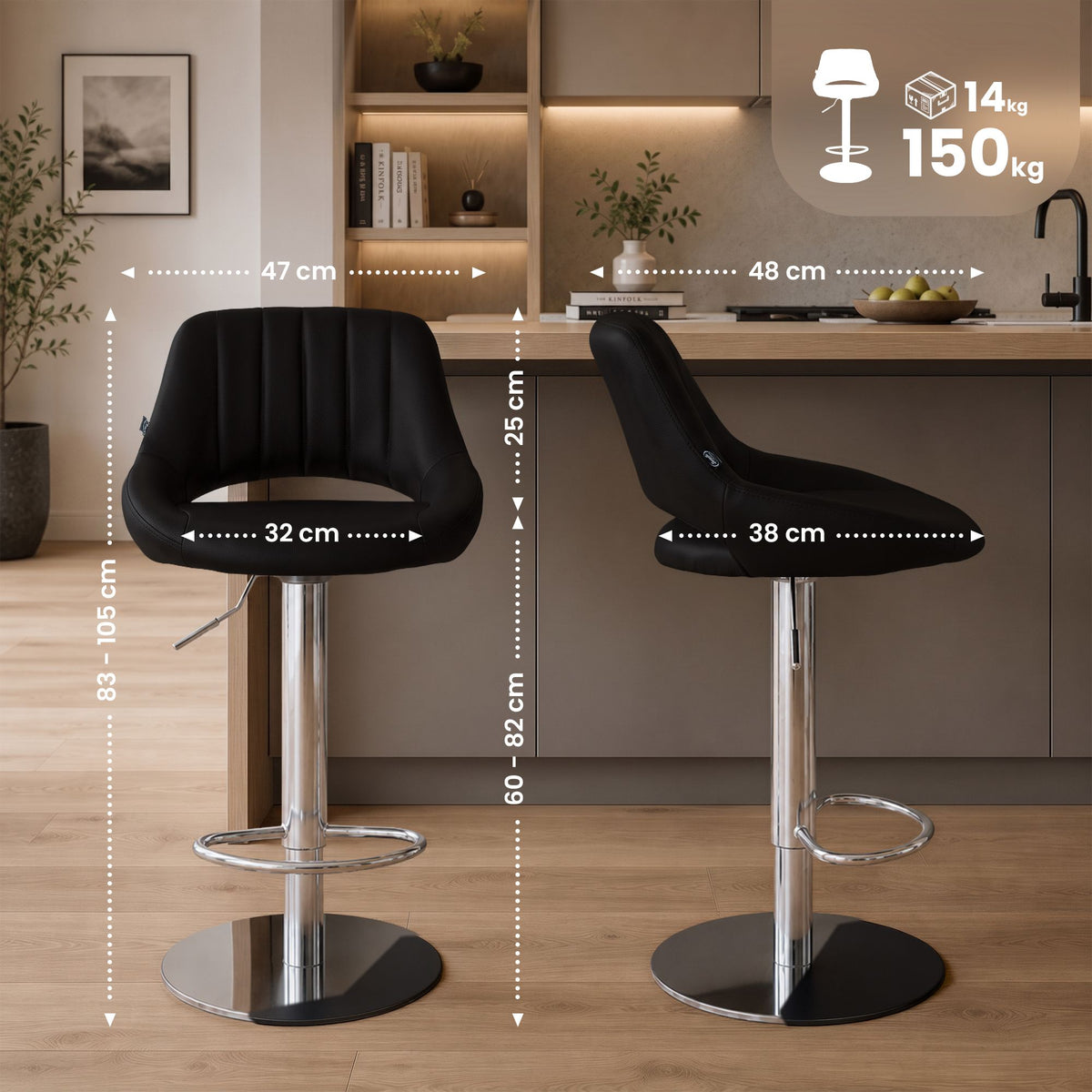 CLP 2er Set Barhocker HD Milet C Kunstleder – Produktabbildung 9