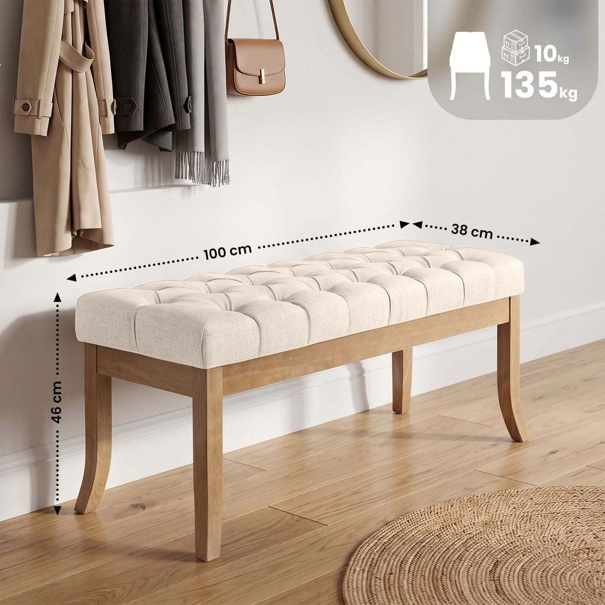 CLP Sitzbank Ramses Stoff mit hellem Holzgestell – Produktabbildung 9