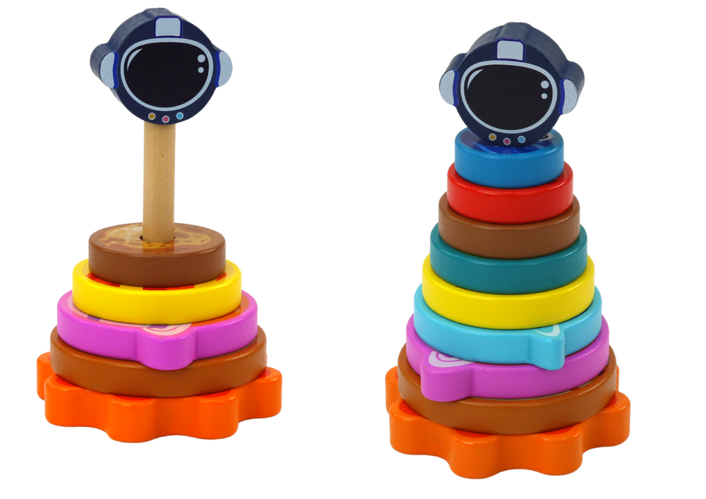 Pyramid sorter wooden pyramid puzzle planets space 10 pieces (2)