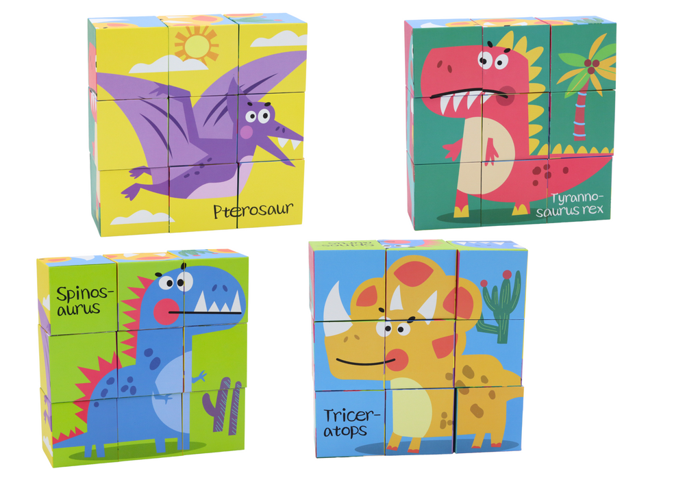 6-in-1 Learning Puzzle Block Cube 6 Pictures Dinosaur 9 pcs (2)