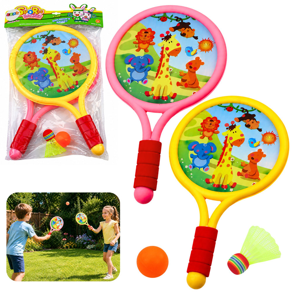 Children's badminton rackets animals yellow pink