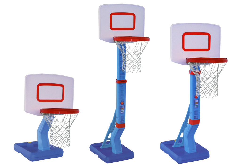 Adjustable ball pump for basketball hoop, 138 cm, blue (2)