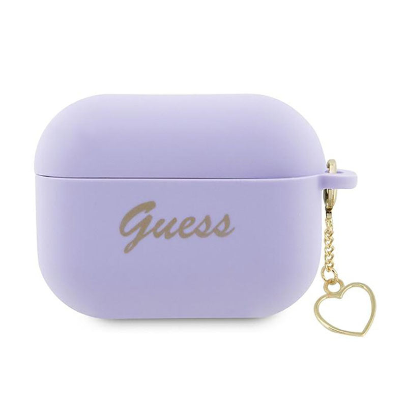Guess Silicone Heart Charm - case for Apple AirPods Pro 2 (purple)