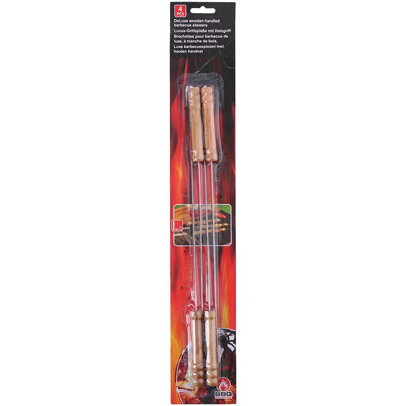 BBQ skewers with wooden handle, 38 cm long (4 pieces) (2)