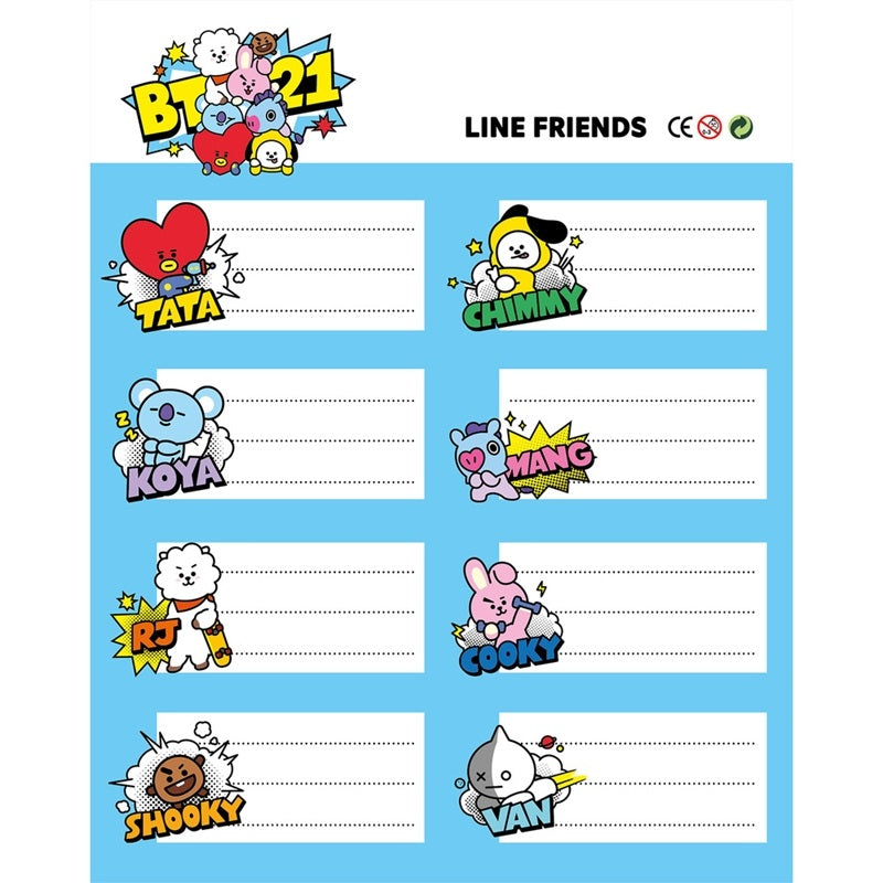 Line Friends BT21 - Set of 16 stickers for notebooks/books