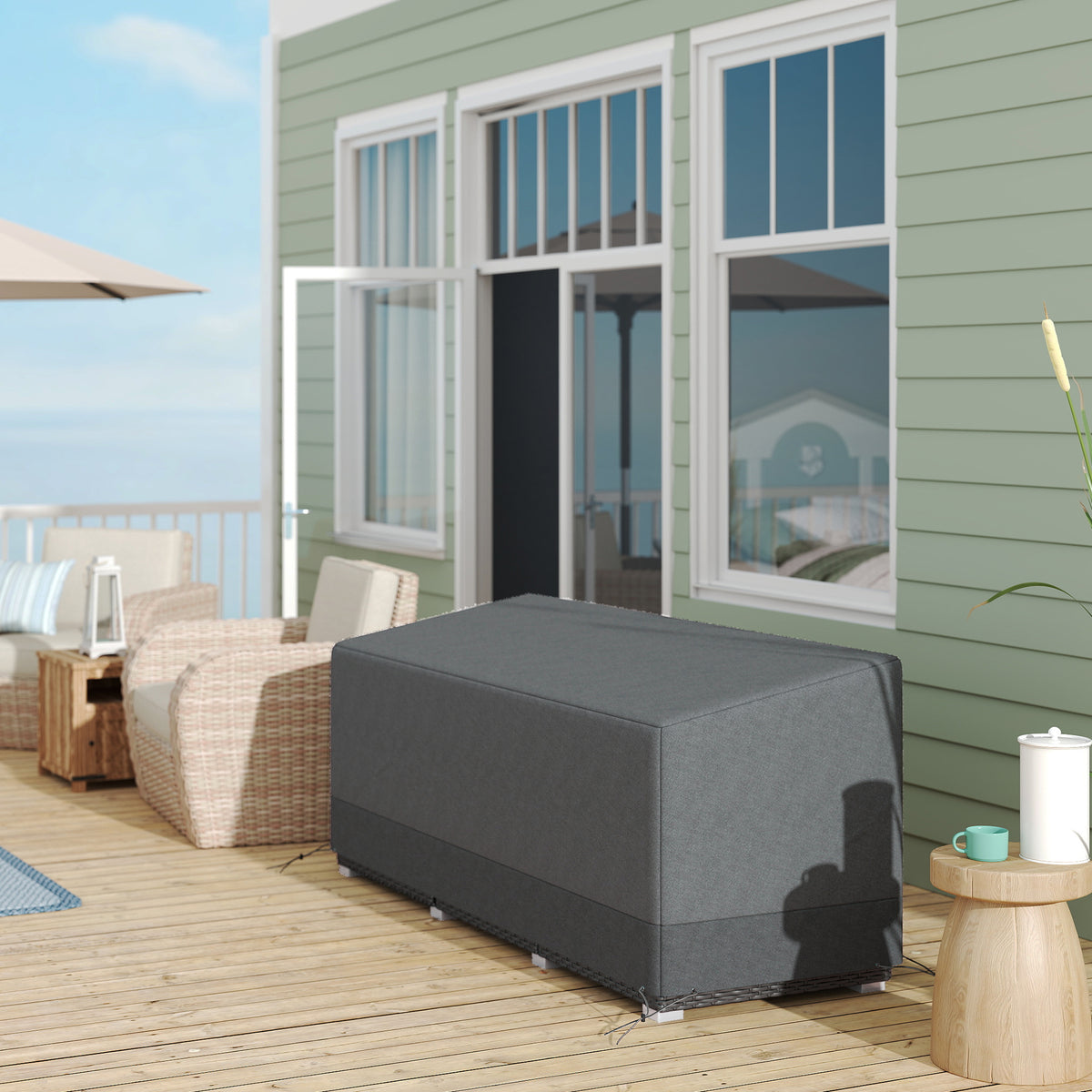 Protective Cover for Garden Furniture Winterproof Waterproof Anti-UV 600D Oxford Fabric 190.5 x 72 x 76cm Light (2)