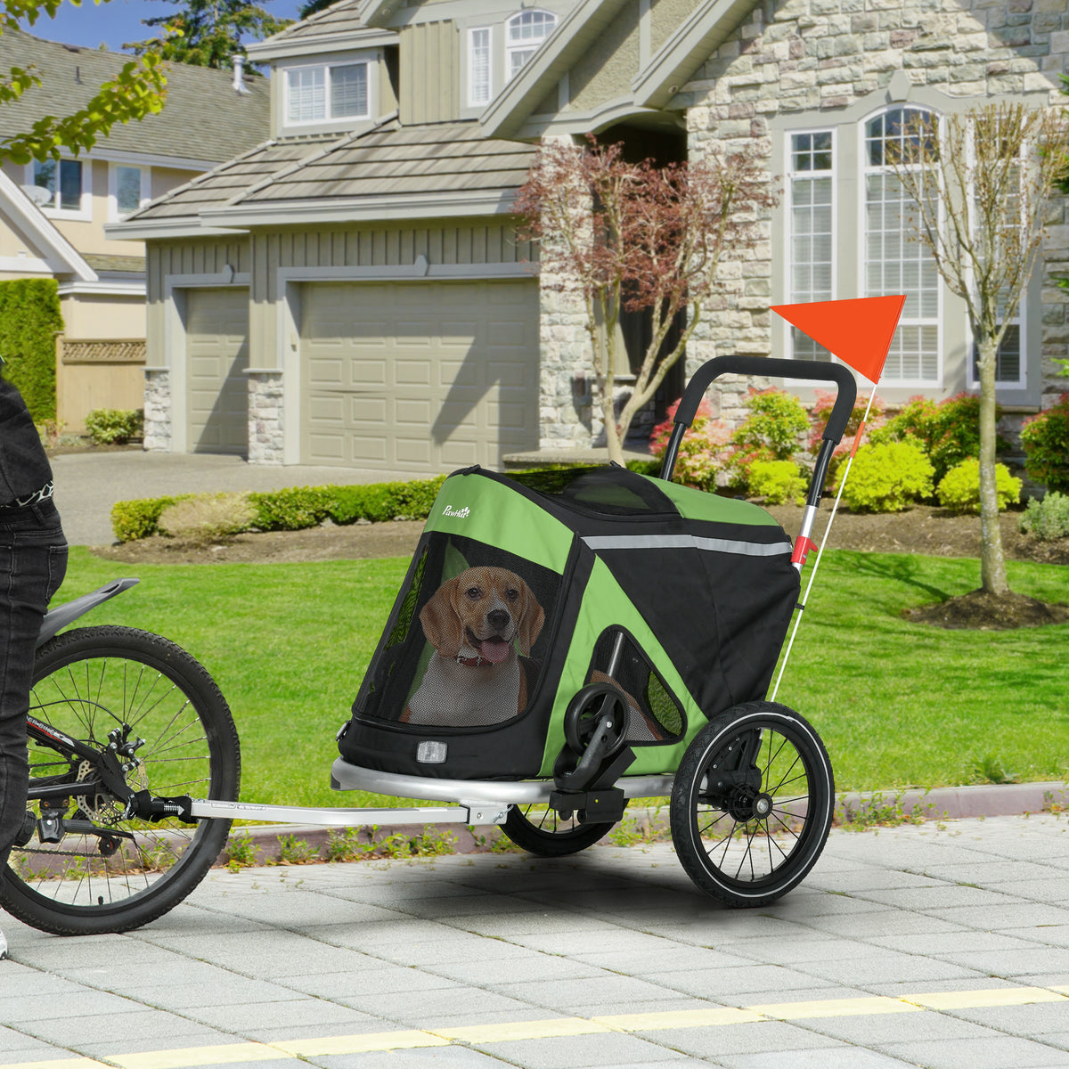 2-in-1 dog stroller, dog jogger, bicycle trailer up to 20kg, 2 reflectors, 1 safety leash, 150 x 68 x 95 cm (2)