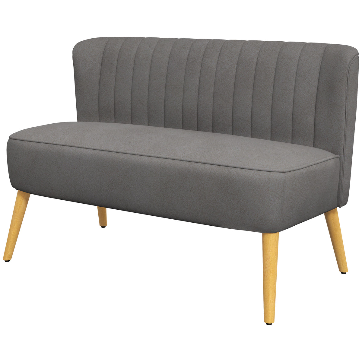 Retro design 2-seater sofa, wooden legs, 117 cm x 56.5 cm x 77 cm, dark gray