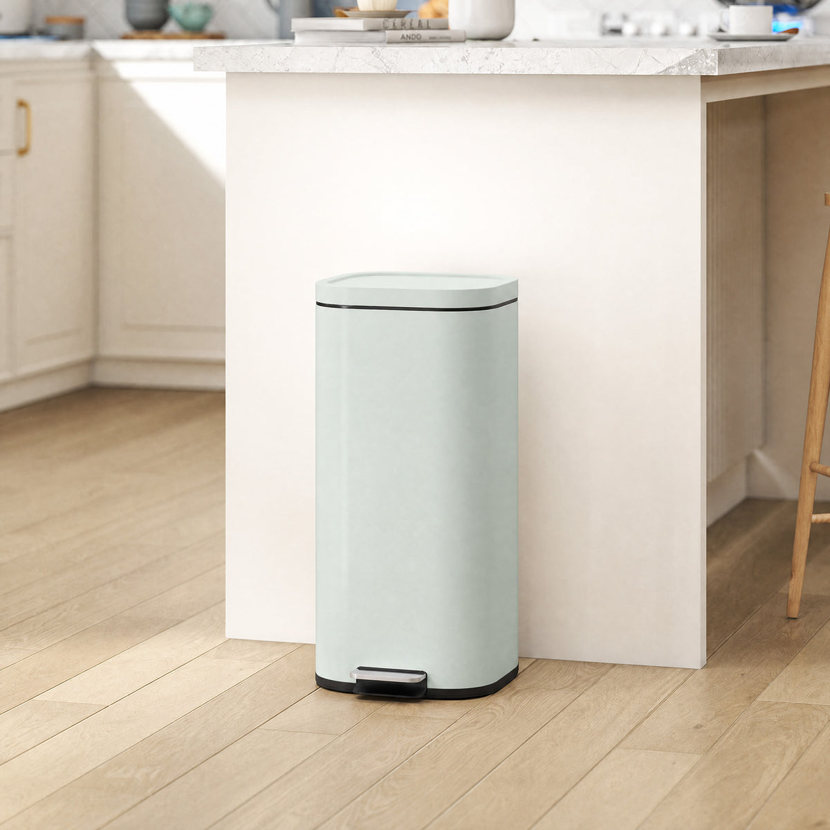 30L Kitchen Trash Can Pedal Bin with Lid, Soft-Close and Stay-Open Function for Kitchen, Home (2)