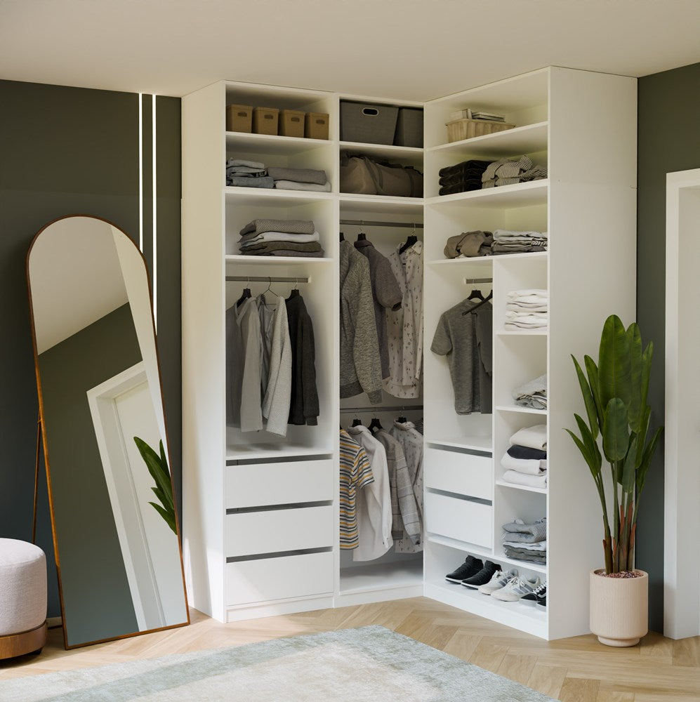 Modulare Garderobe OPENO SET 260/250 WEISS Schubladen Stangen Regale Groß für Schlafzimmer – Produktabbildung 2