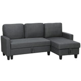 Corner sofa with sleeper function and storage box, L-shaped sofa bed with convertible chaise longue, for