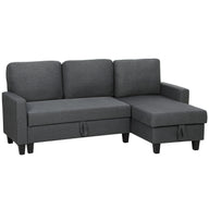 Corner sofa with sleeper function and storage box, L-shaped sofa bed with convertible chaise longue, for