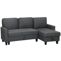 Corner sofa with sleeper function and storage box, L-shaped sofa bed with convertible chaise longue, for