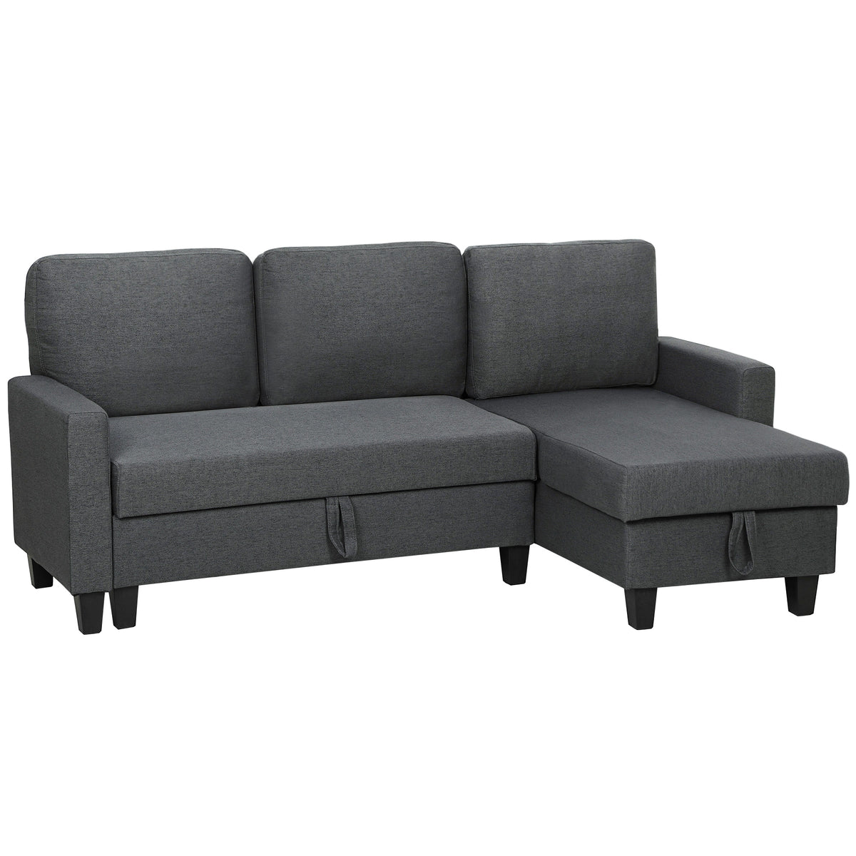 Corner sofa with sleeper function and storage box, L-shaped sofa bed with convertible chaise longue, for