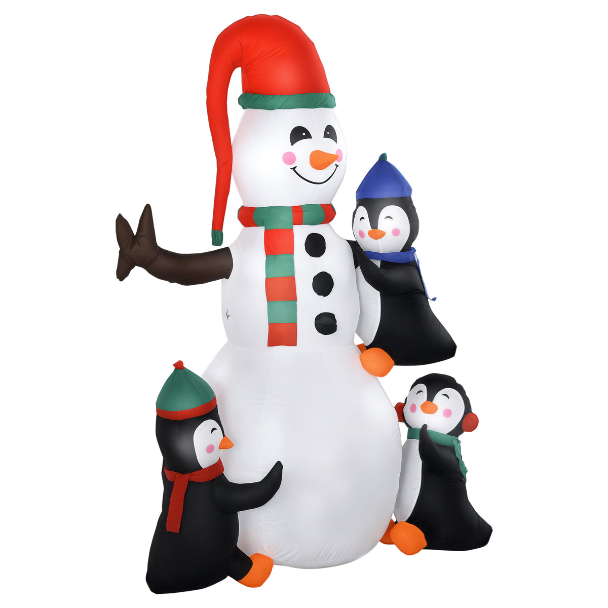 Snowman outdoor Christmas decoration, incl. blower, colorful LEDs, self-inflating 1.4 m, multicolor