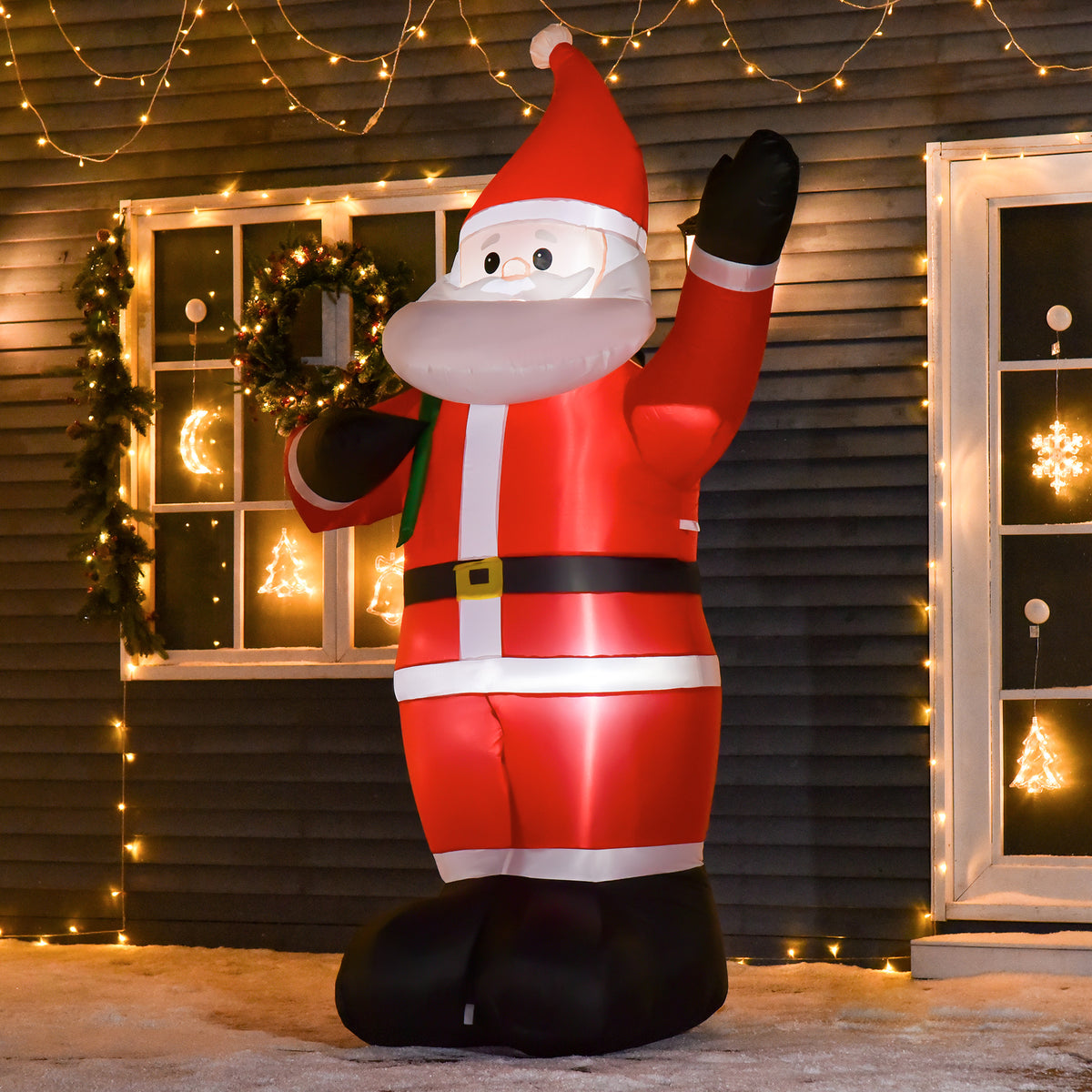 Santa Claus, 2.40 m tall, with LED lighting, self-inflating garden decoration (2)