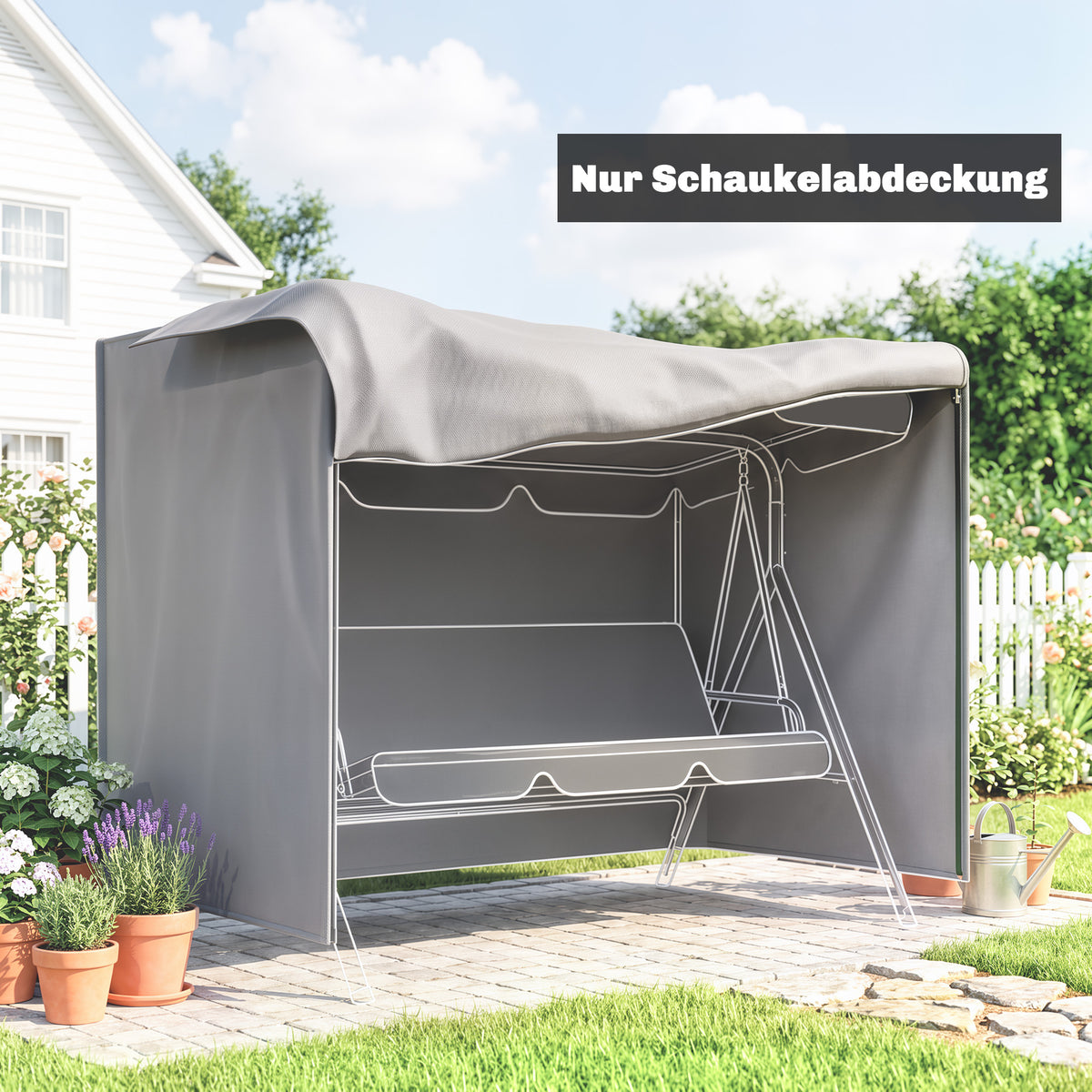Protective cover for garden swing, tear-resistant, weatherproof, Tex-Lock system, 205x124x164 cm, gray (2)