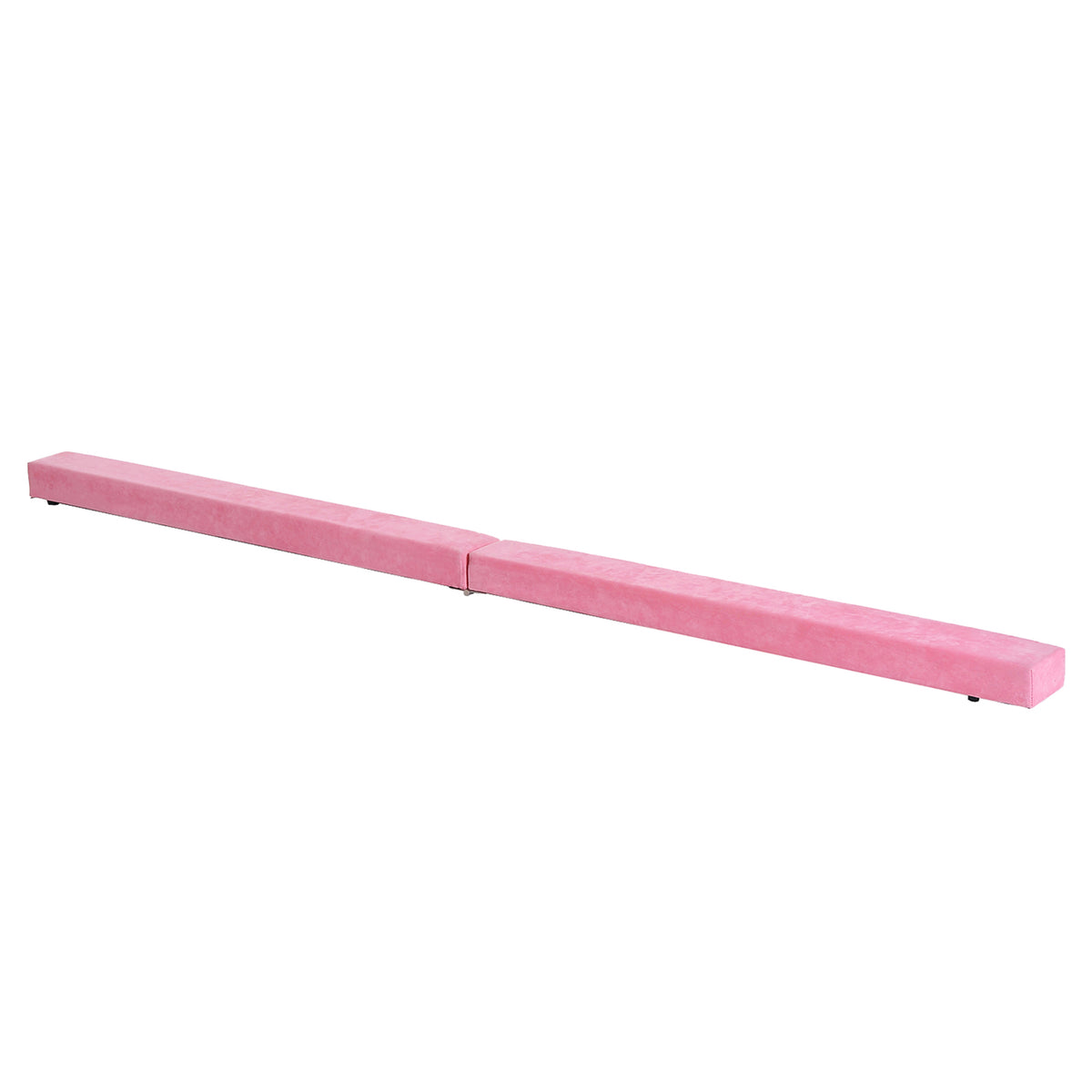 Foldable balance beam, non-slip, suede cover, sturdy wood, 210 x 10 x 6.5 cm, pink