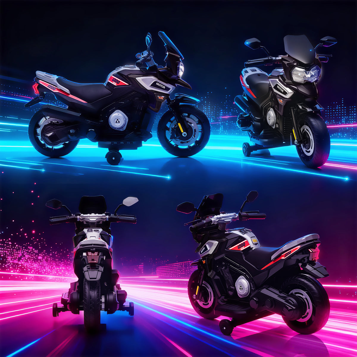 Electric motorcycle for children aged 18-36 months, ride-on vehicle, training wheels, lights, music, plastic (9)