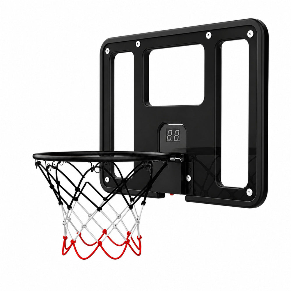 Hanging basketball hoop with backboard, scoreboard, lighting, and sound effects (2)