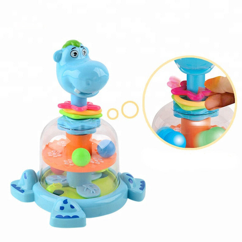 Hippo spinning top with balls for babies, blue (2)