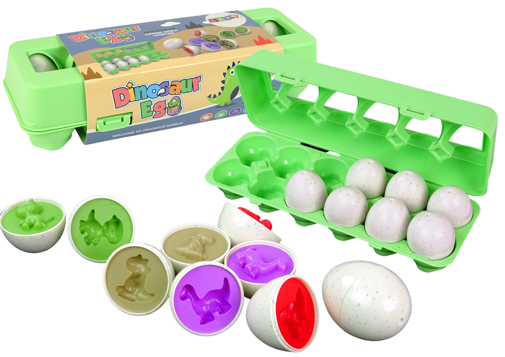 Educational egg sorting set, dinosaur puzzle, 12 pieces
