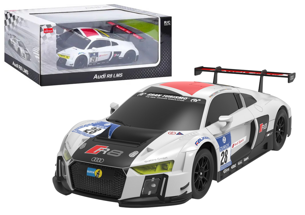 1:24 Scale R/C Audi R8 LMS Remote-Controlled Sports Car, White and Black