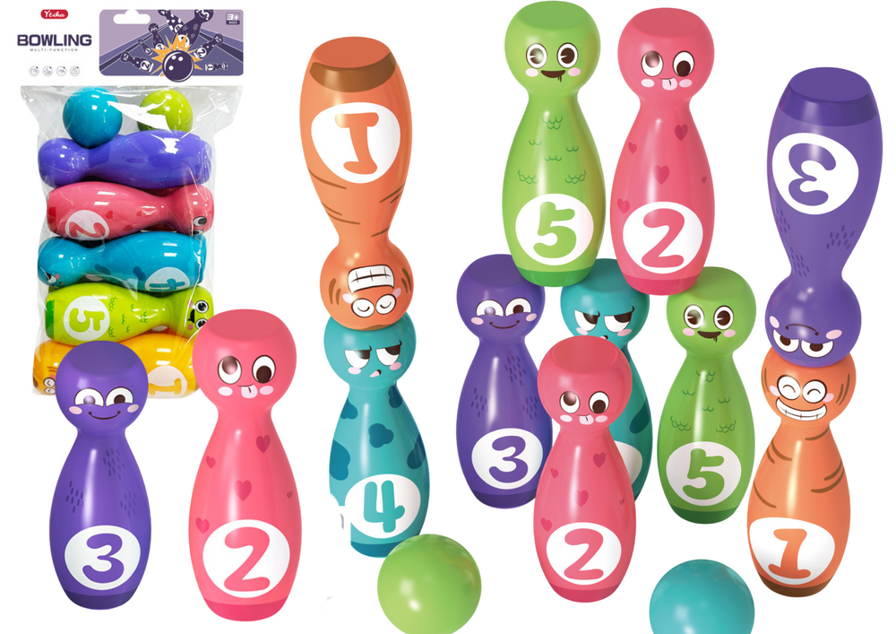 Smiley Bowling Set Colorful Balls 10-piece