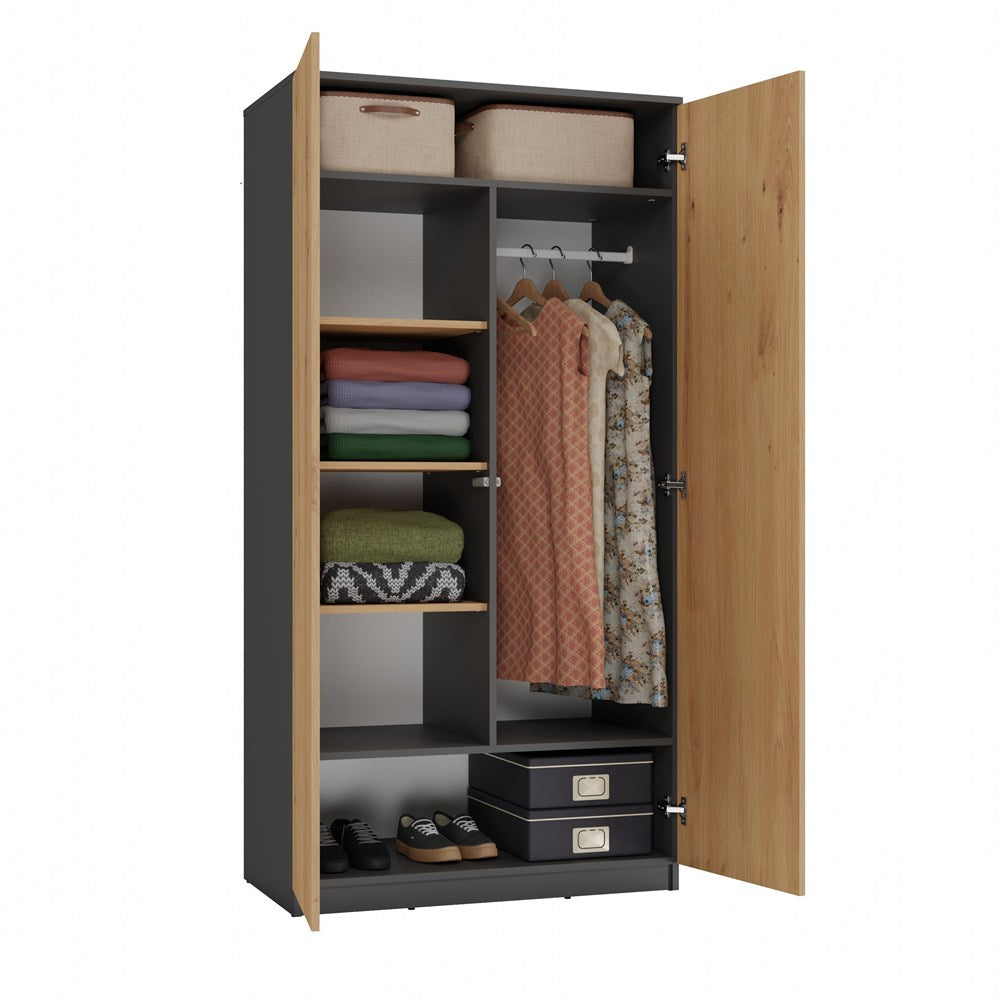 Kleiderschrank Malwa SD-90 ANTHRAZIT ARTISAN – Produktabbildung 4