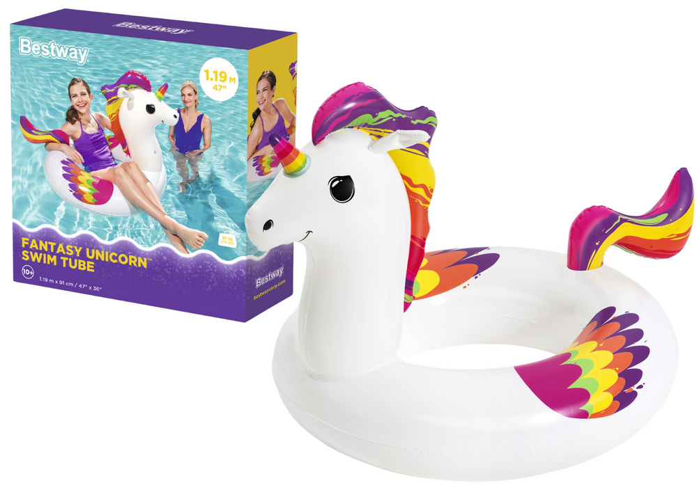 Inflatable unicorn swim ring, 119 x 91 cm, Bestway 36159