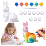 Easter set, 9-piece styrofoam eggs, painted rabbit figurine