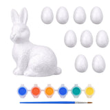 Easter set, 9-piece styrofoam eggs, painted rabbit figurine (4)