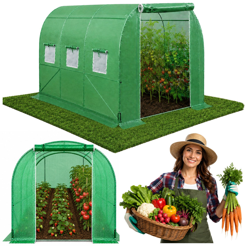 Green UV vegetable tunnel with windows 2x3 m 6 m²