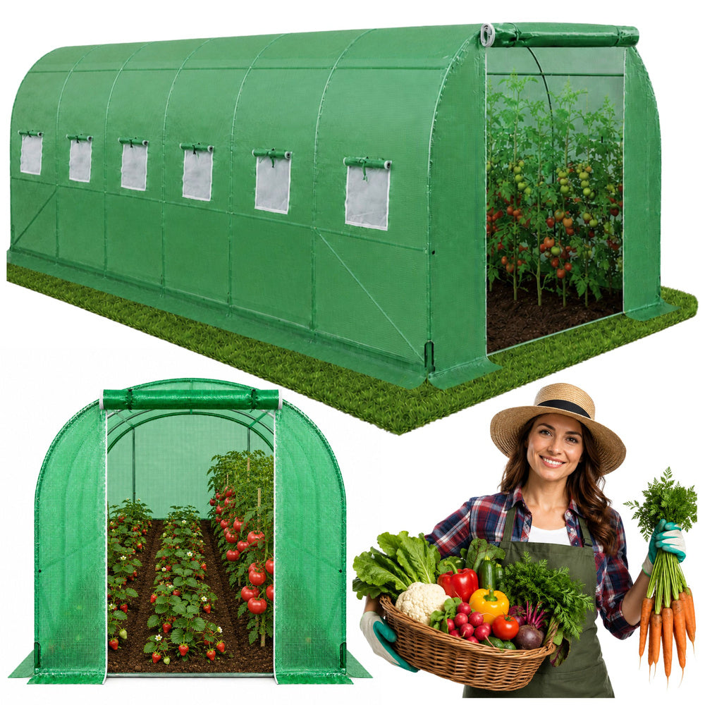 Greenhouse for vegetables, green UV windows, 6x3x2m, 18m²