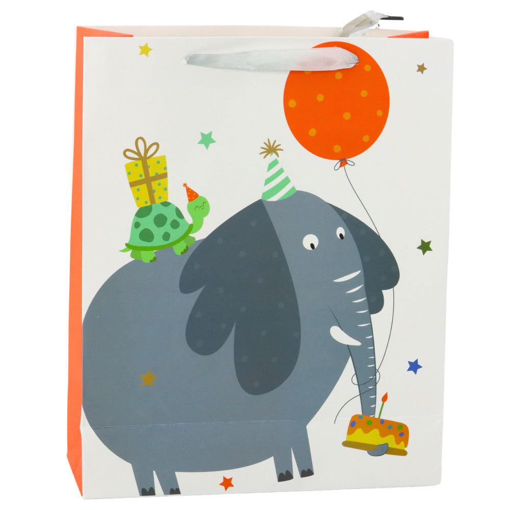 Paper gift bag for an elephant's birthday, 32 x 26 x 12 cm